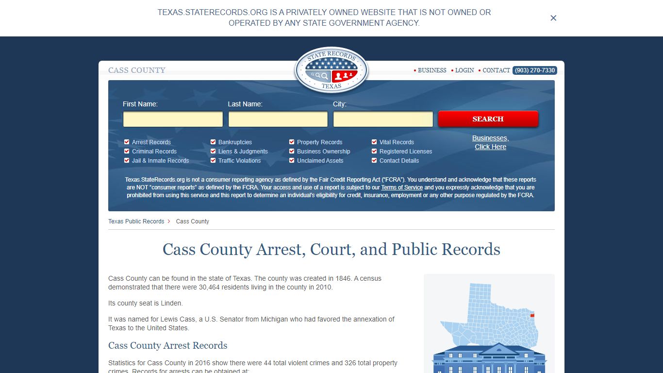 Cass County Arrest, Court, and Public Records